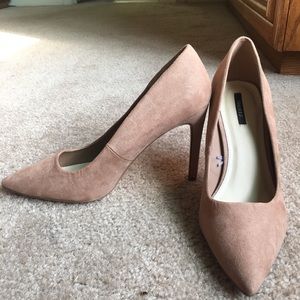 Nude Suede Pointed Toe Stiletto